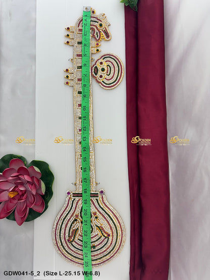 Saraswati Veena Significance Goldencollections Size: 25.15 x 6.8, Color: Multi, Style: Veena Image 2