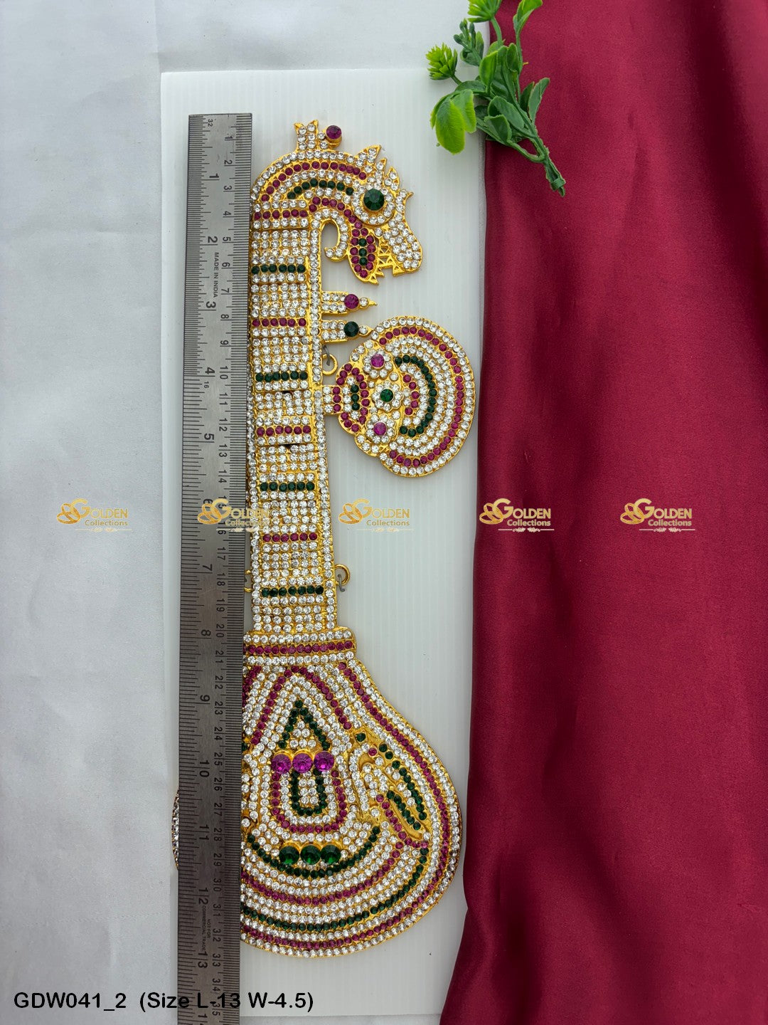 Saraswati Veena Significance Goldencollections Size: 13 x 4.5, Color: Multi, Style: Veena Image 2