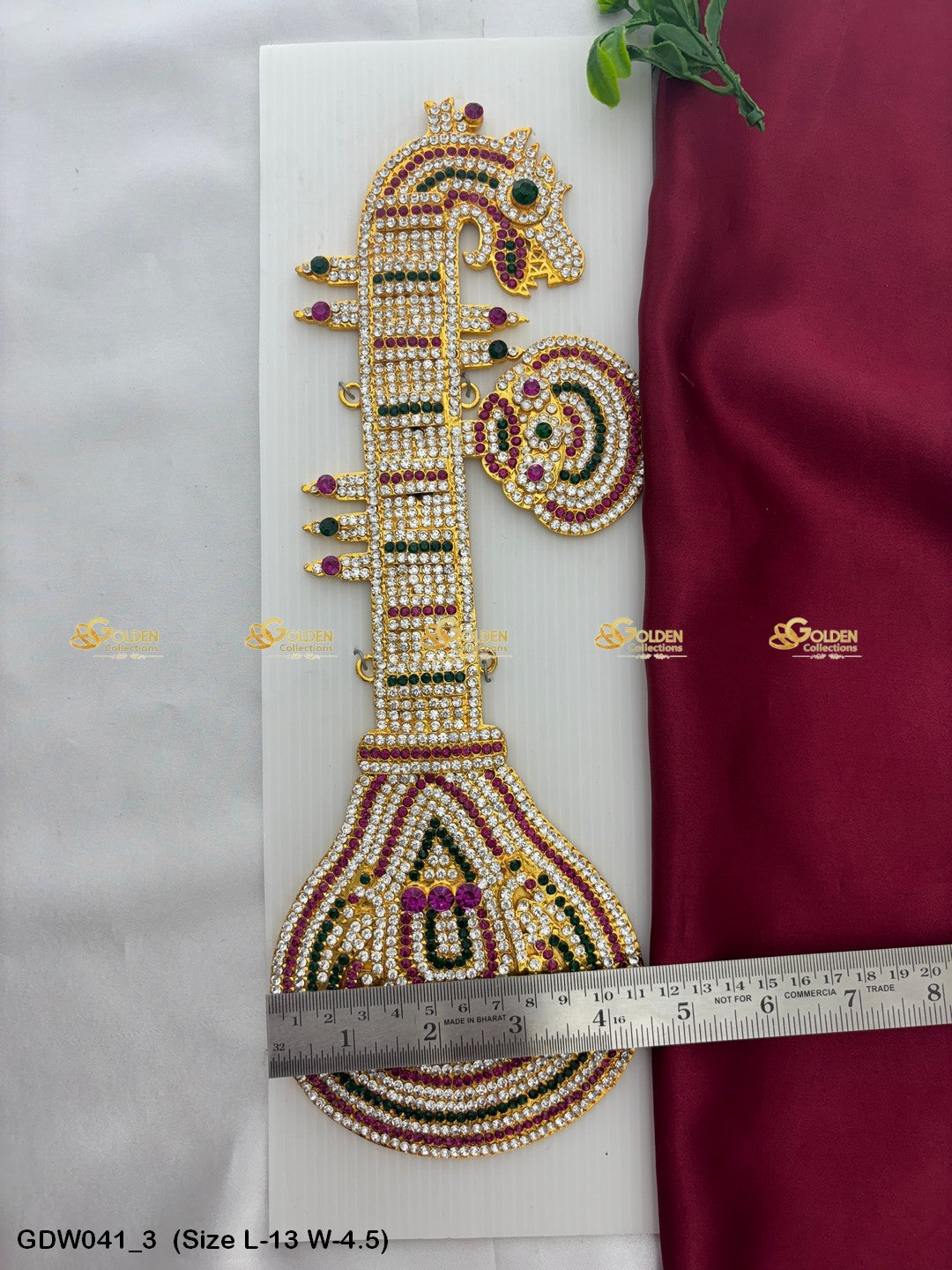 Saraswati Veena Significance Goldencollections Size: 13 x 4.5, Color: Multi, Style: Veena Image 3