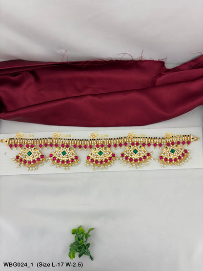 Shop Oddiyanam Online Goldencollections Size: 17 x 2.5, Color: Multi, Style: Stone Waist Belt Image 1