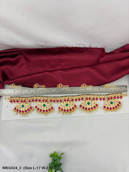 Shop Oddiyanam Online Goldencollections Size: 17 x 2.5, Color: Multi, Style: Stone Waist Belt Image 2