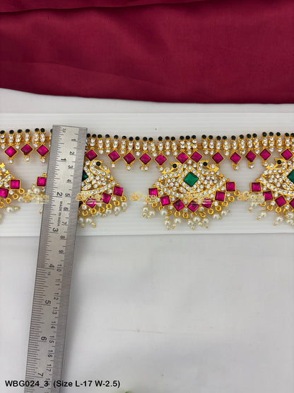 Shop Oddiyanam Online Goldencollections Size: 17 x 2.5, Color: Multi, Style: Stone Waist Belt Image 3