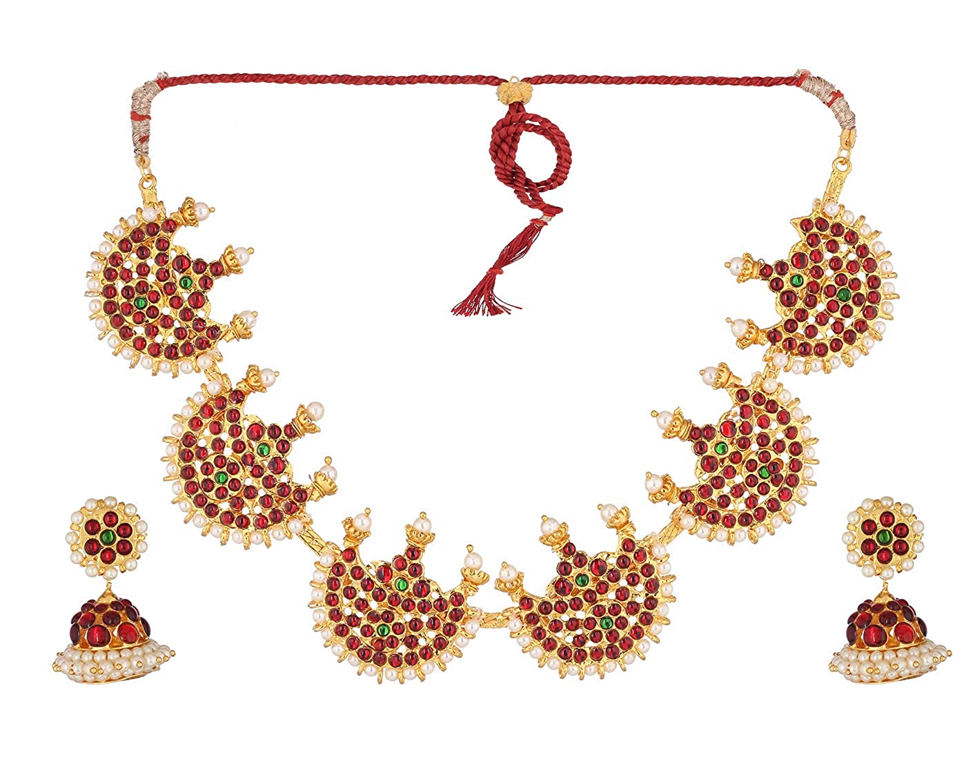 Divine Bharatanatyam Temple Dance Short Necklace - Golden Collections