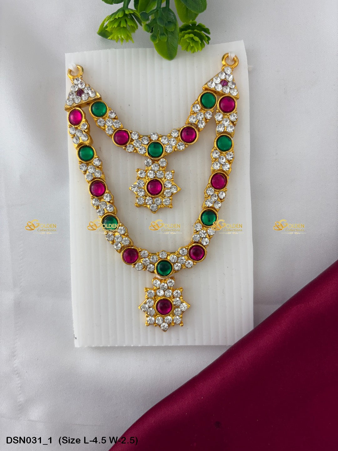 Short Necklace For Deity Goldencollections Size: 4.5 X 2.5, Color: Multi, Style: 2 Step Image 1