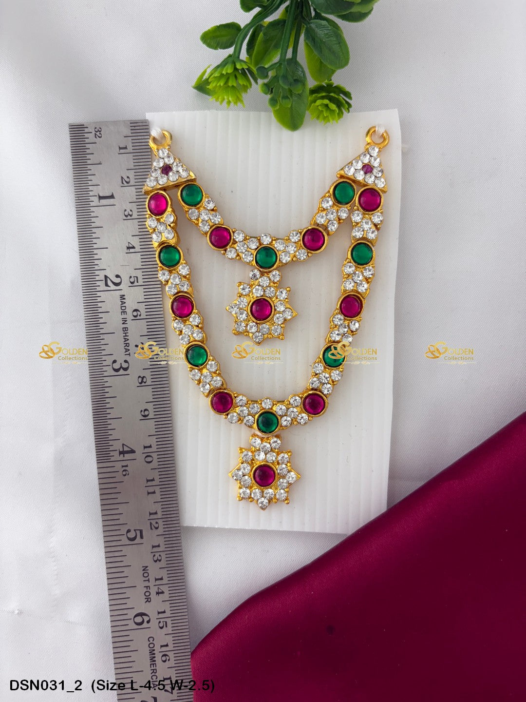 Short Necklace For Deity Goldencollections Size: 4.5 X 2.5, Color: Multi, Style: 2 Step Image 2