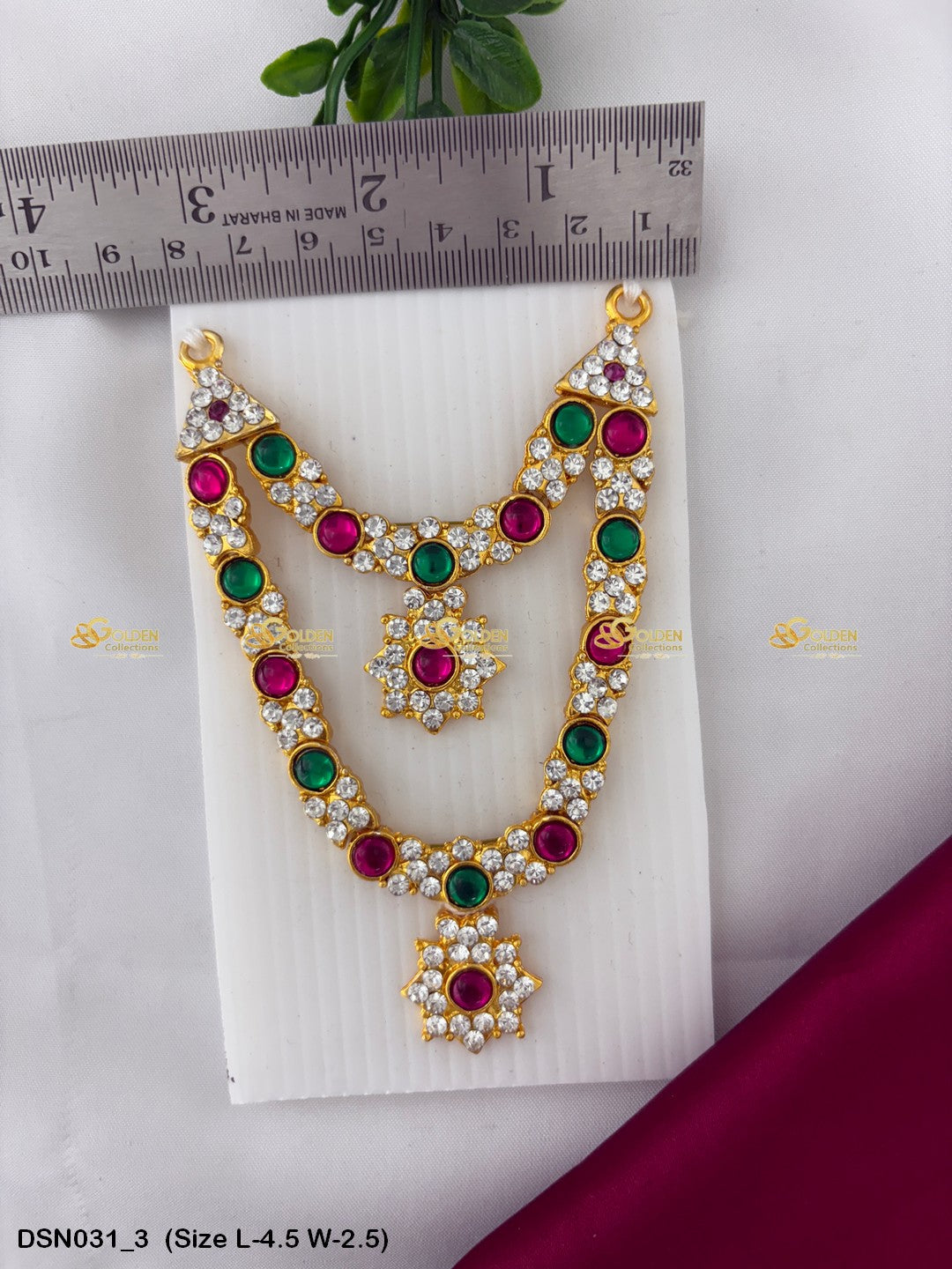 Short Necklace For Deity Goldencollections Size: 4.5 X 2.5, Color: Multi, Style: 2 Step Image 3