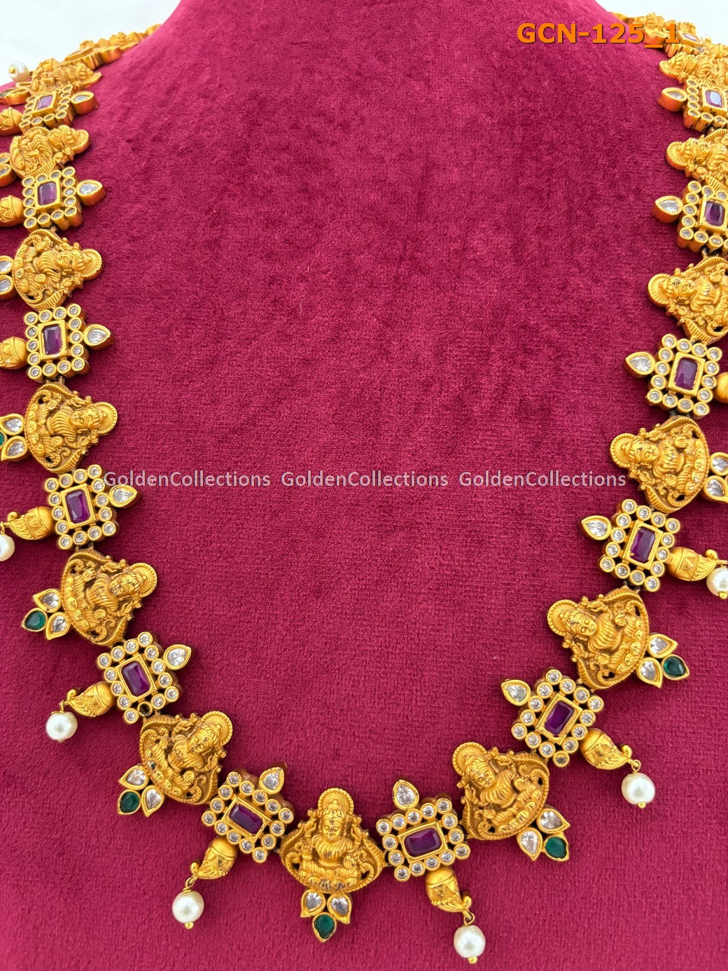 South Indian Necklace Online : Temple Style Necklace GoldenCollections 2