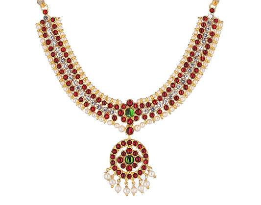 Graceful Temple Haram Necklace for Bharatanatyam Goldencollections