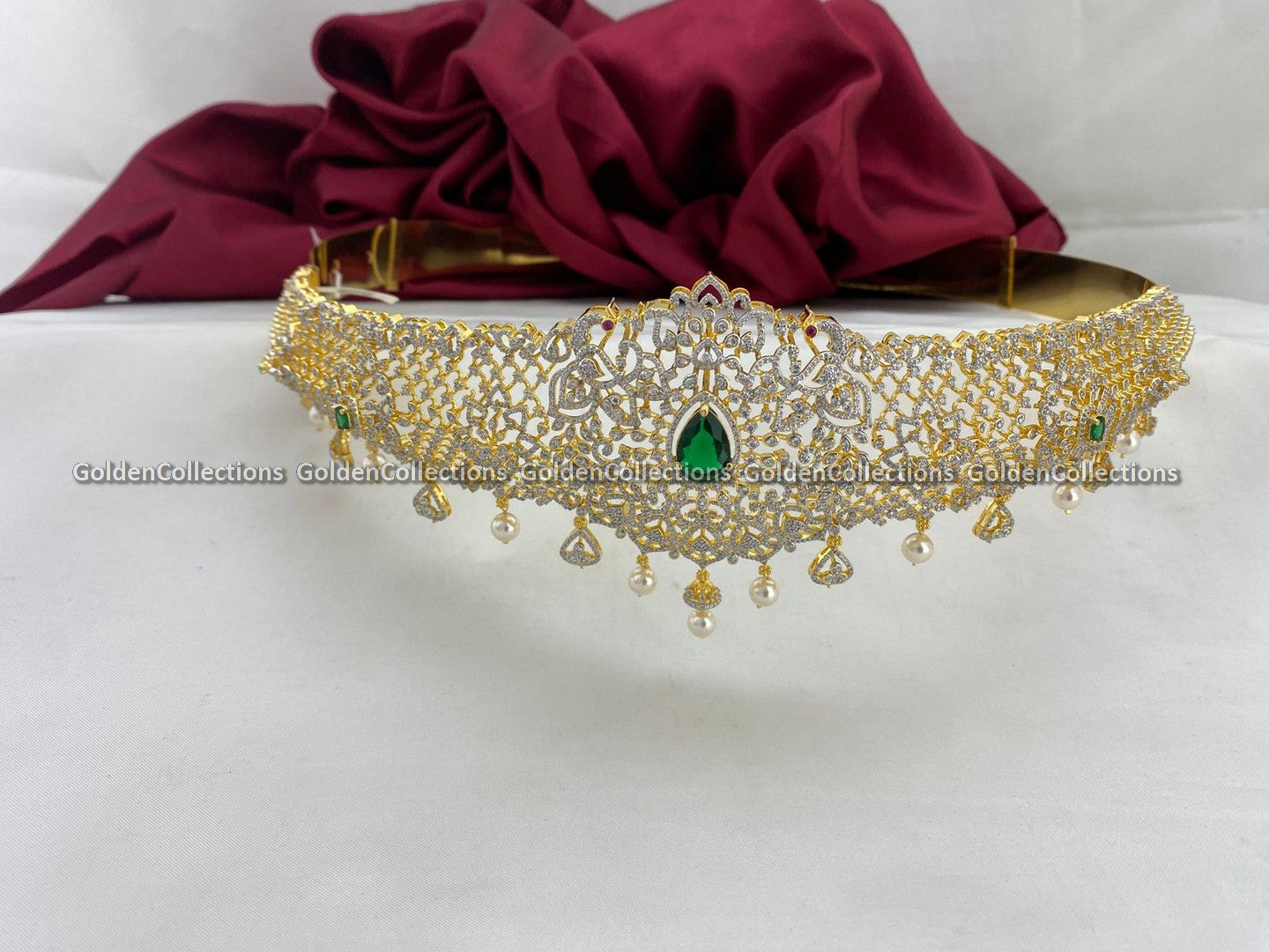 Stunning CZ Oddiyanam Vaddanam SJV005 featuring sparkling cubic zirconia stones, ideal for bridal wear and festive celebrations.