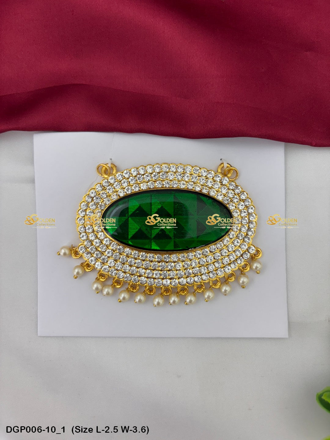 Temple Deity Jewellery Pendant Goldencollections Size: 2.5 x 3.6, Color: Green, Style: Pendant Image 1