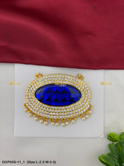 Temple Deity Jewellery Pendant Goldencollections Size: 2.5 x 3.6, Color: Blue, Style: Pendant Image 1