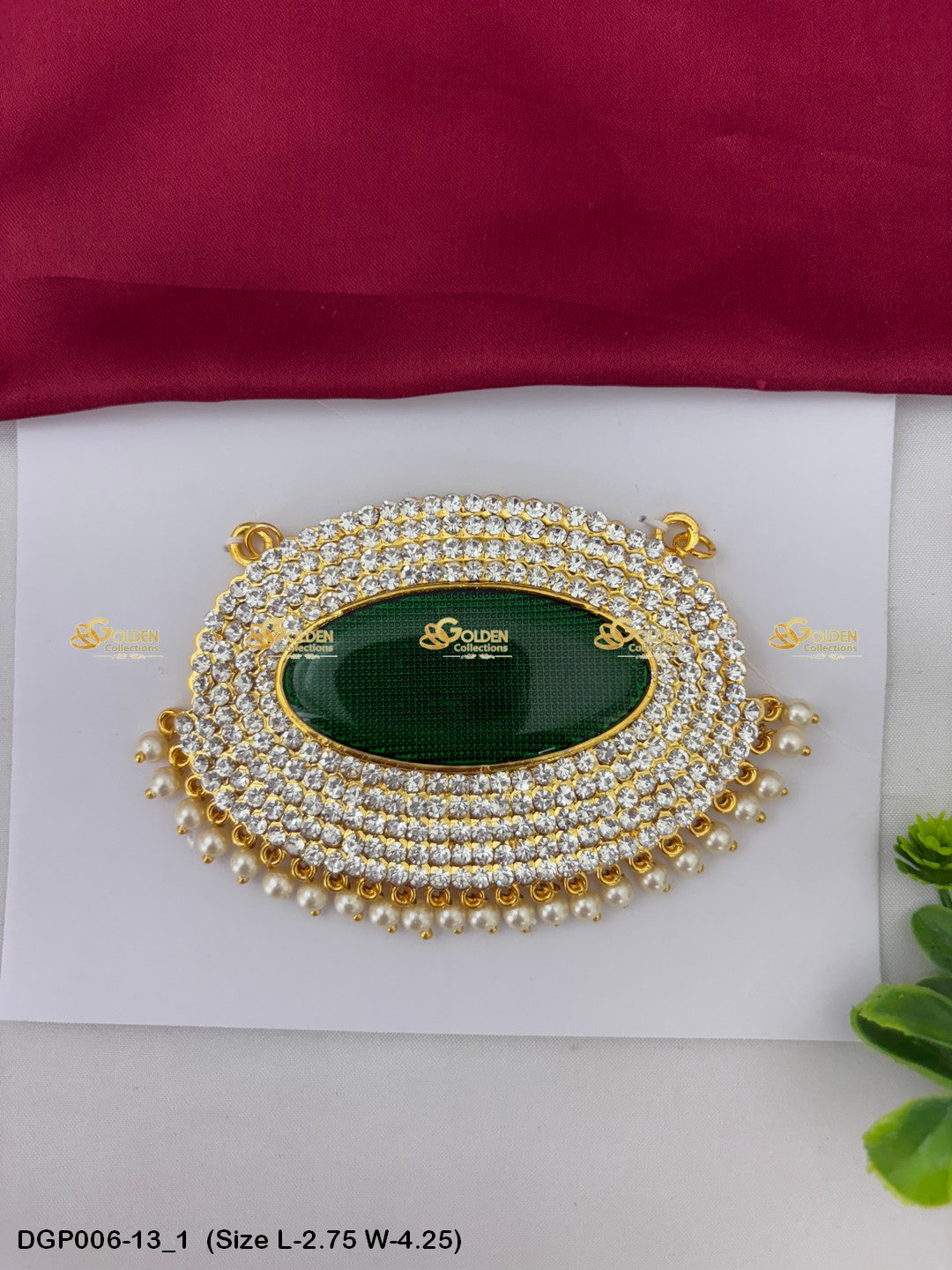 Temple Deity Jewellery Pendant Goldencollections Size: 2.75 x 4.25, Color: Green, Style: Pendant Image 1