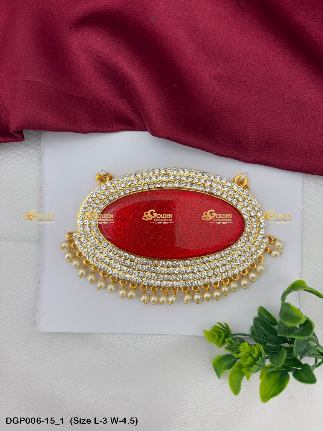 Temple Deity Jewellery Pendant Goldencollections Size: 3 x 4.5, Color: Red, Style: Pendant Image 1