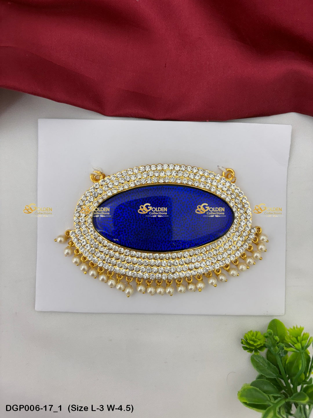 Temple Deity Jewellery Pendant Goldencollections Size: 3 x 4.5, Color: Blue, Style: Pendant Image 1