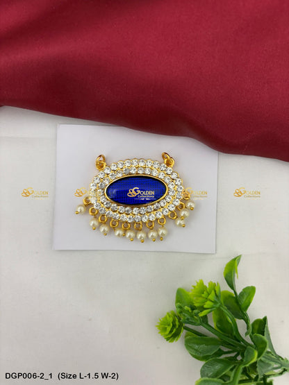 Temple Deity Jewellery Pendant Goldencollections Size: 1.5 x 2, Color: Blue, Style: Pendant Image 1