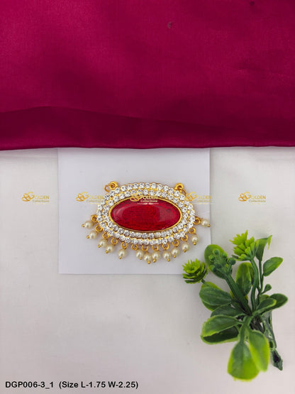 Temple Deity Jewellery Pendant Goldencollections Size: 1.75 x 2.25, Color: Red, Style: Pendant Image 1