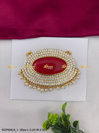 Temple Deity Jewellery Pendant Goldencollections Size: 2.25 x 3.5, Color: Red, Style: Pendant Image 1