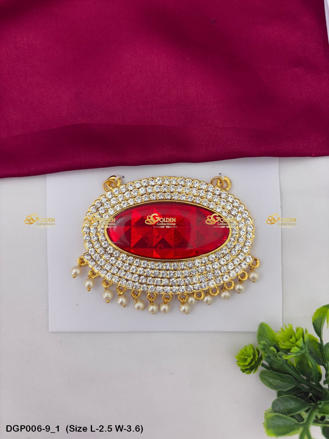 Temple Deity Jewellery Pendant Goldencollections Size: 2.5 x 3.6, Color: Red, Style: Pendant Image 1