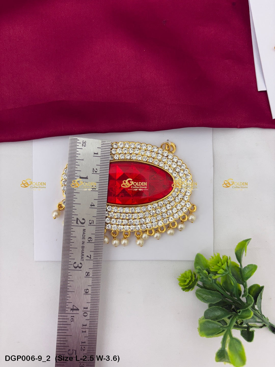 Temple Deity Jewellery Pendant Goldencollections Size: 2.5 x 3.6, Color: Red, Style: Pendant Image 2