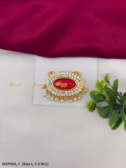 Temple Deity Jewellery Pendant Goldencollections Size: 1.5 x 2, Color: Red, Style: Pendant Image 1