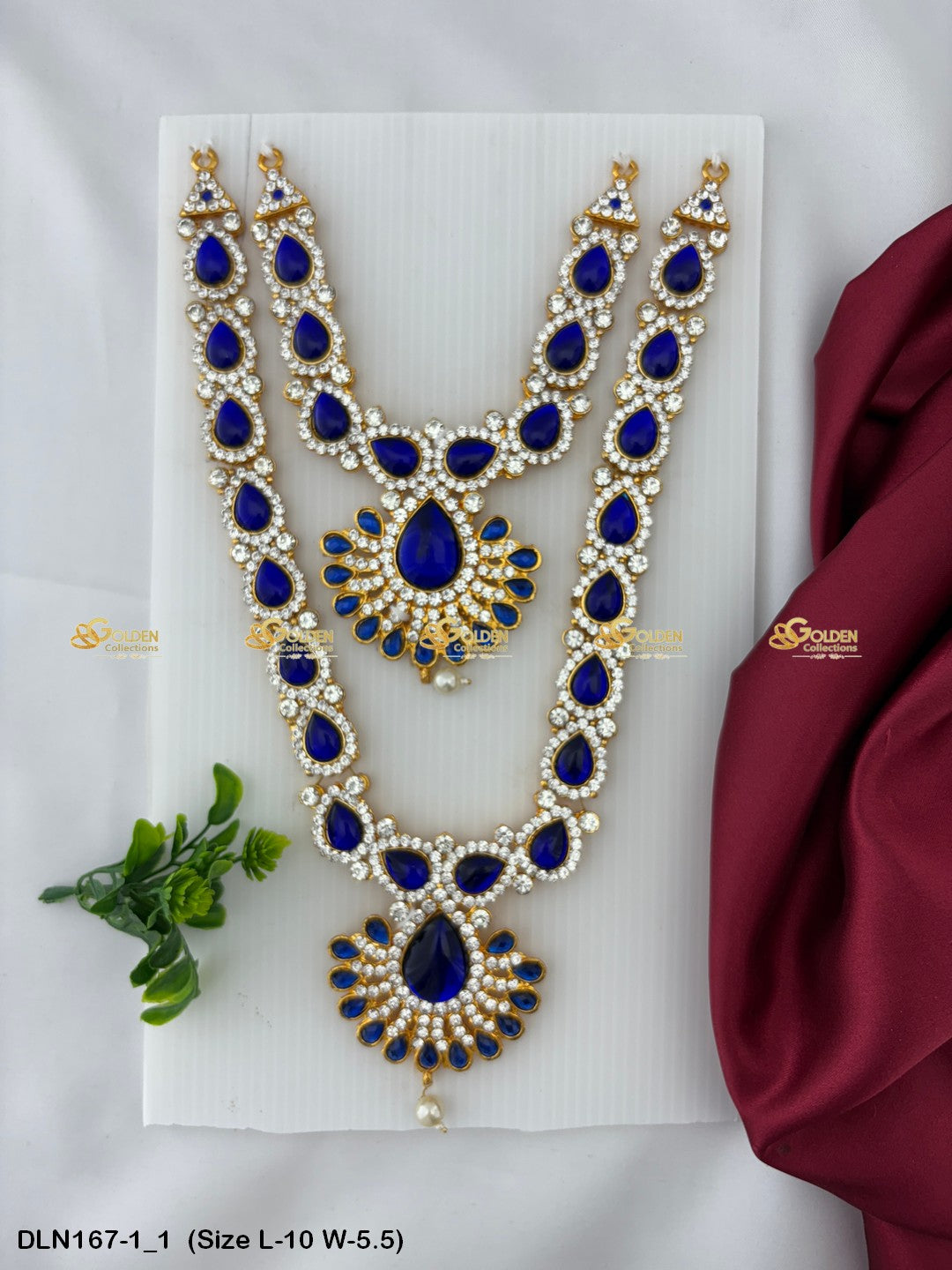 Temple Deity Long Necklace Buy Online Now Size: 10 X 5.5, Color: Blue, Style: 2 Step Image 1