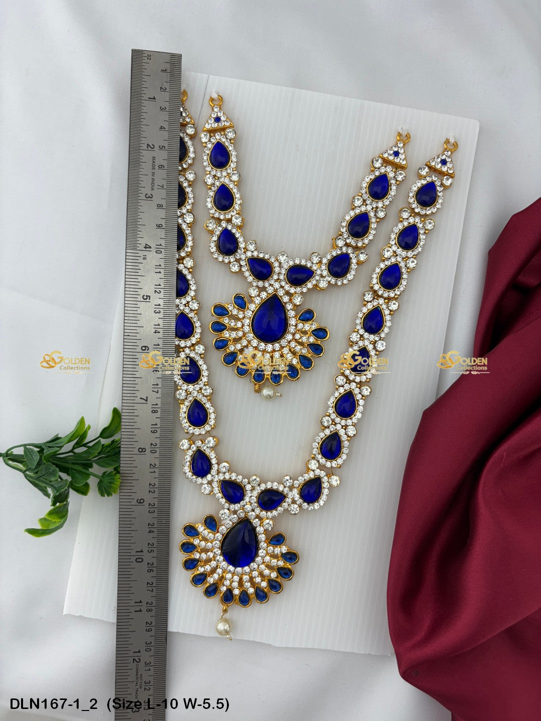 Temple Deity Long Necklace Buy Online Now Size: 10 X 5.5, Color: Blue, Style: 2 Step Image 2