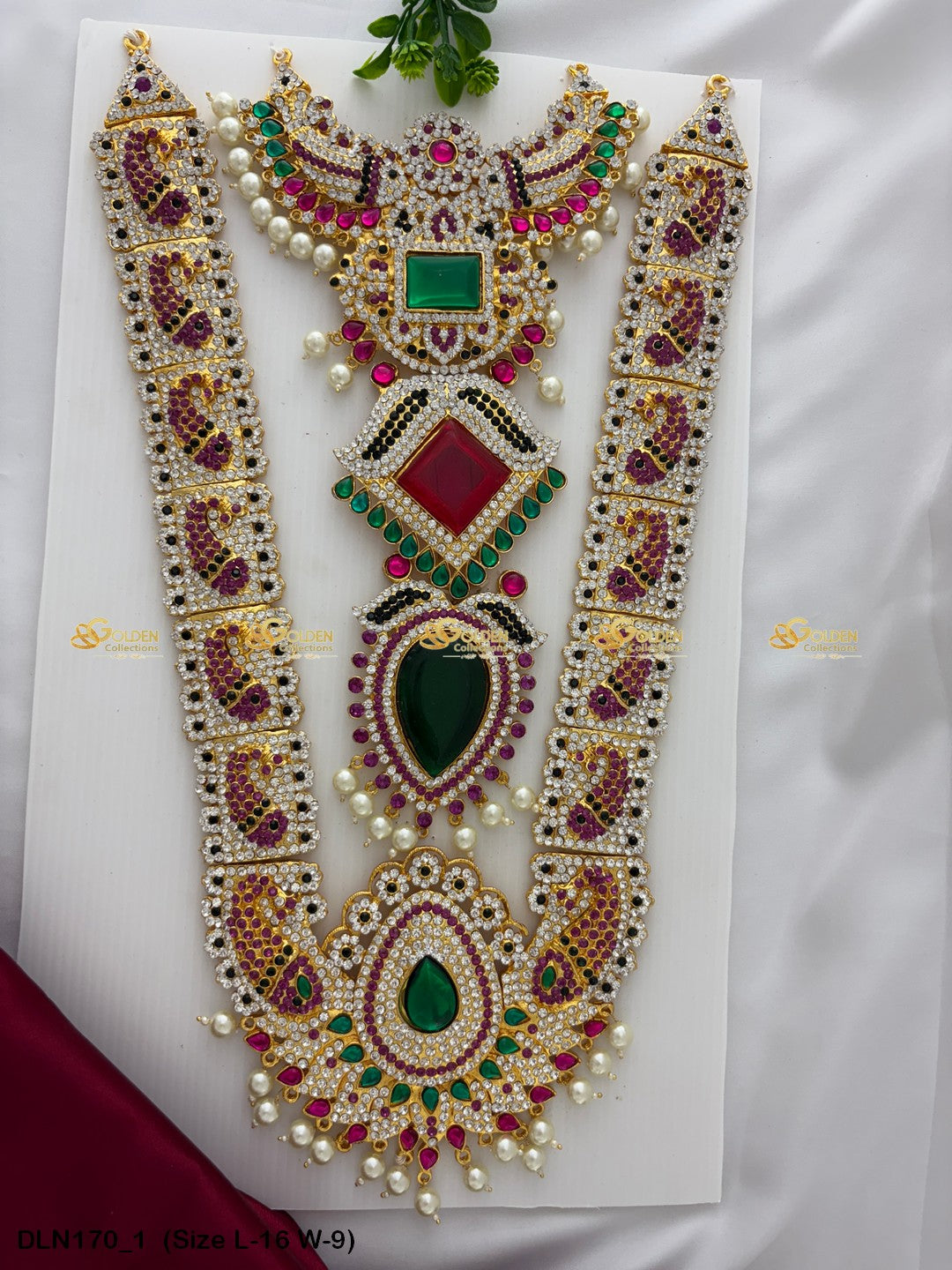 Temple Jewellery Long Necklaces Sacred Elegance Size: 16 X 9, Color: Multi, Style: Chest Image 1