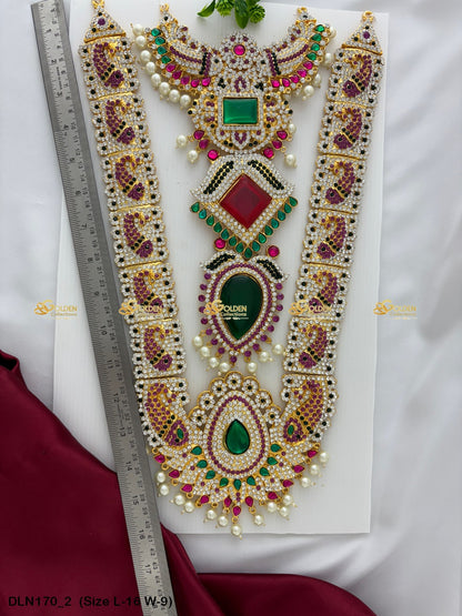 Temple Jewellery Long Necklaces Sacred Elegance Size: 16 X 9, Color: Multi, Style: Chest Image 2