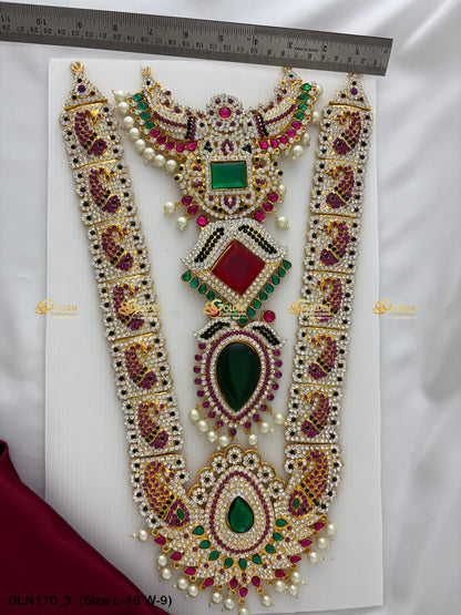 Temple Jewellery Long Necklaces Sacred Elegance Size: 16 X 9, Color: Multi, Style: Chest Image 3