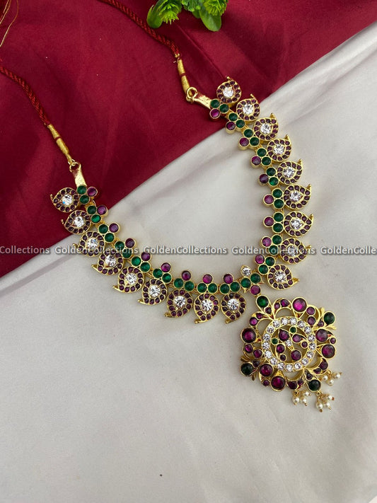 Temple Jewellery Set Short Necklace Golden Collections BBN-026