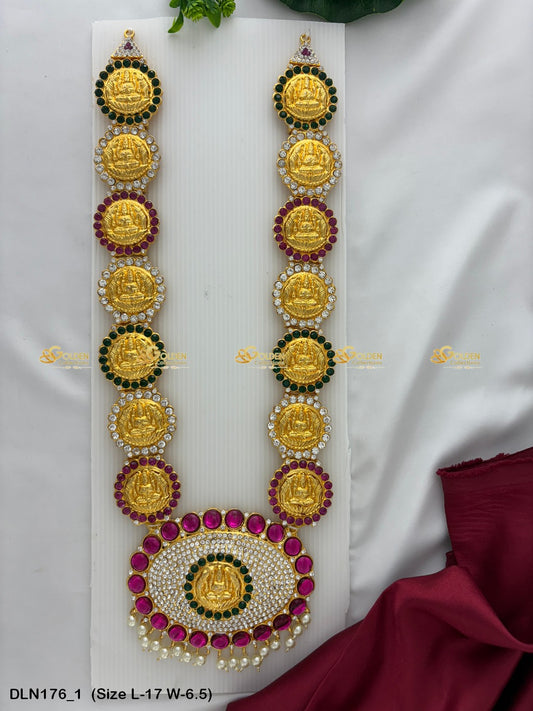 Traditional Amman Stone Long Necklace Goldencollections Size: 17 X 6.5, Color: Multi, Style: 1 Step Image 1