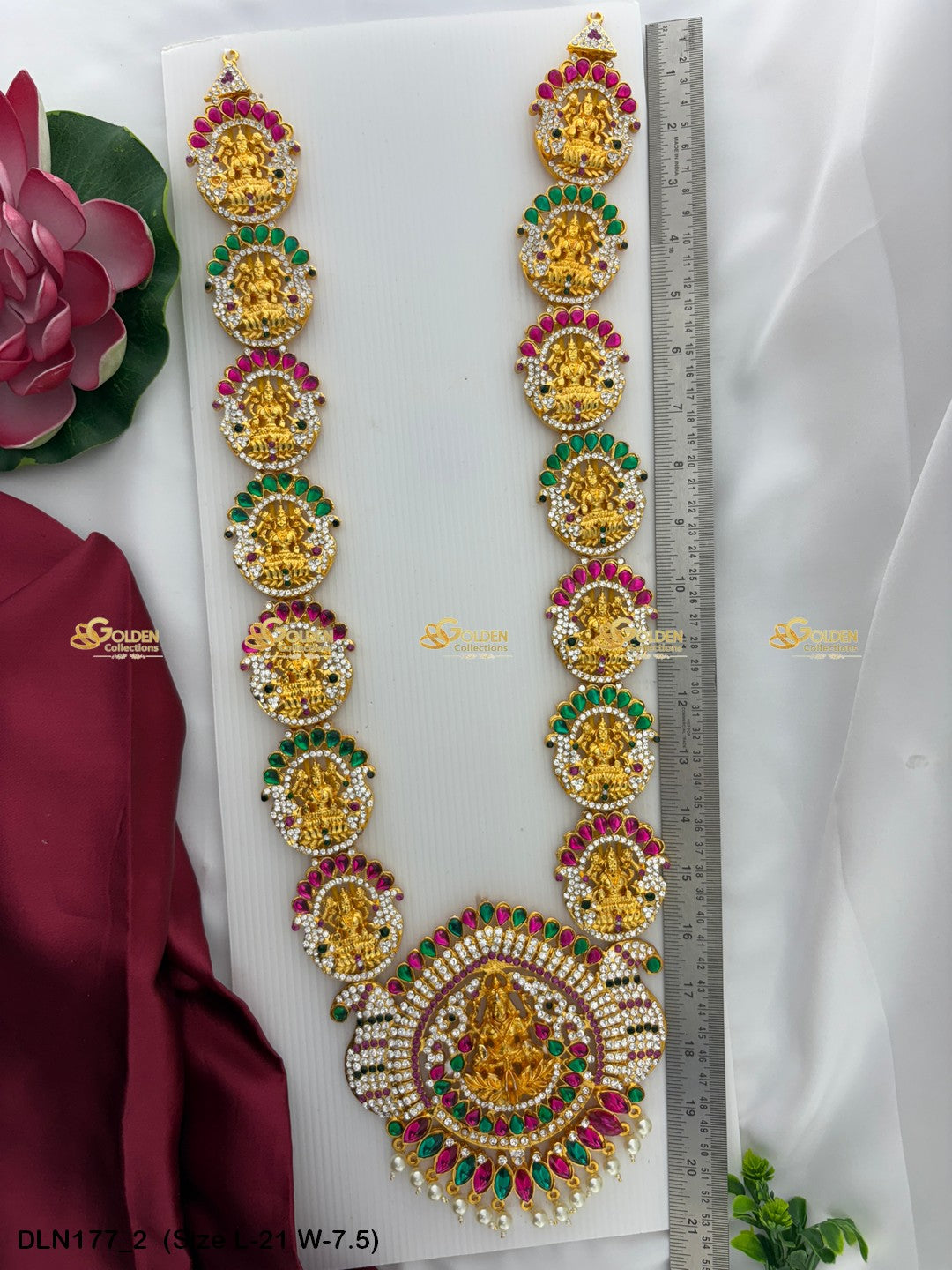 Traditional Amman Stone Long Necklace Limited Stock Size: 21 X 7.5, Color: Multi, Style: 1 Step Image 2