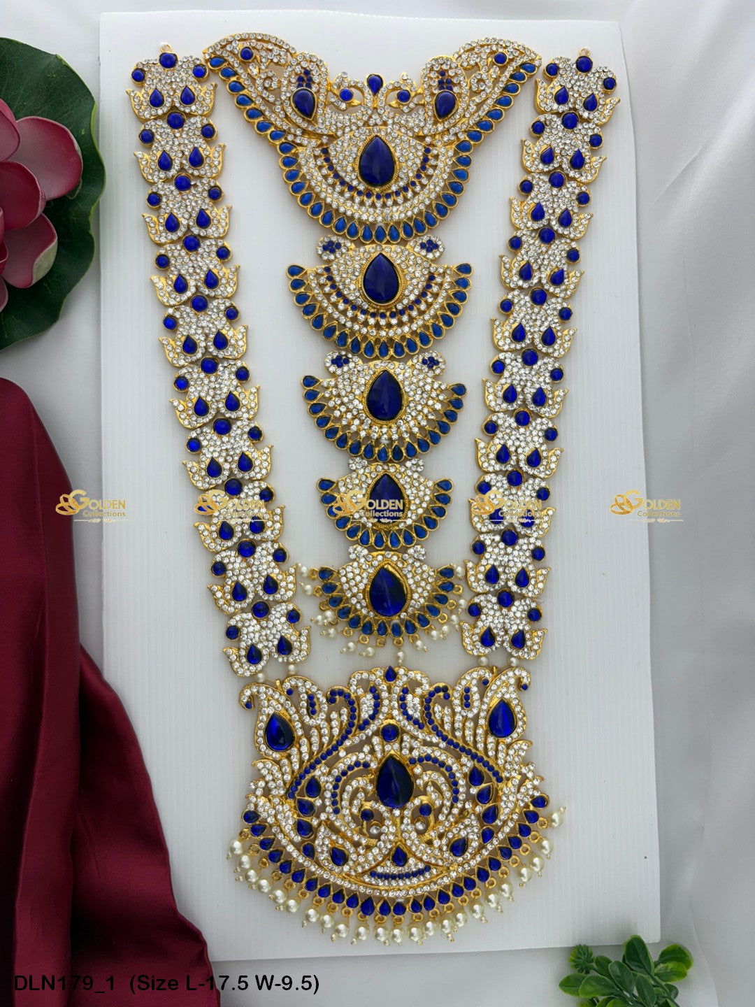 Traditional Deity Long Harams Timeless Beauty Revealed Size: 17.5 X 9.5, Color: Blue, Style: Chest Image 1