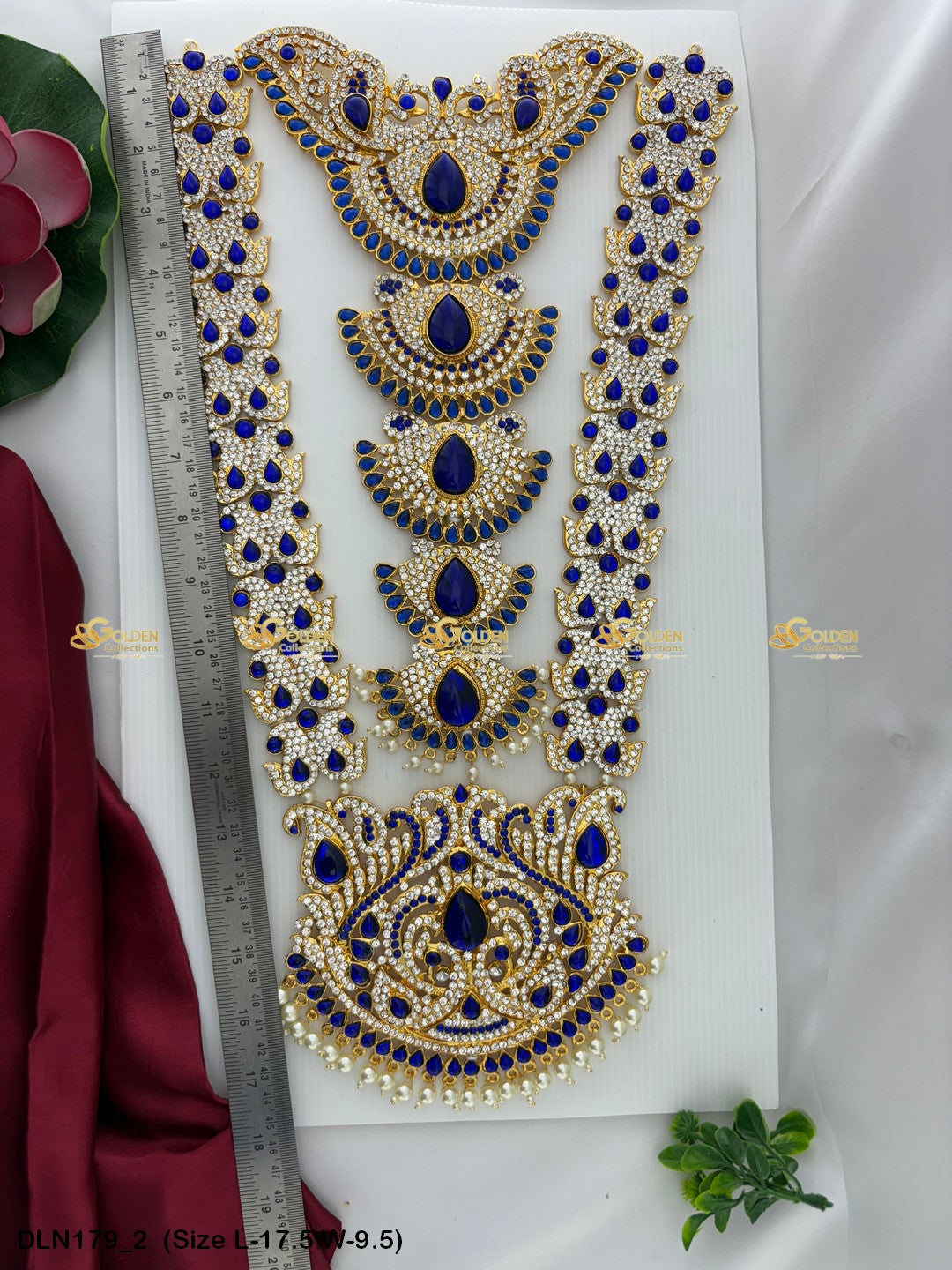 Traditional Deity Long Harams Timeless Beauty Revealed Size: 17.5 X 9.5, Color: Blue, Style: Chest Image 2