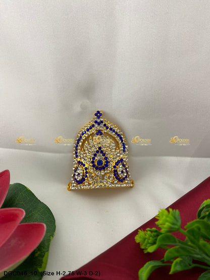 Traditional Indian Crown Mukut For Deity Goldencollections Size: 2.75 X 3.25 X 2, Color: Blue, Style: Half Round Image 10