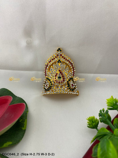 Traditional Indian Crown Mukut For Deity Goldencollections Size: 2.75 X 3.25 X 2, Color: Multi, Style: Half Round Image 2