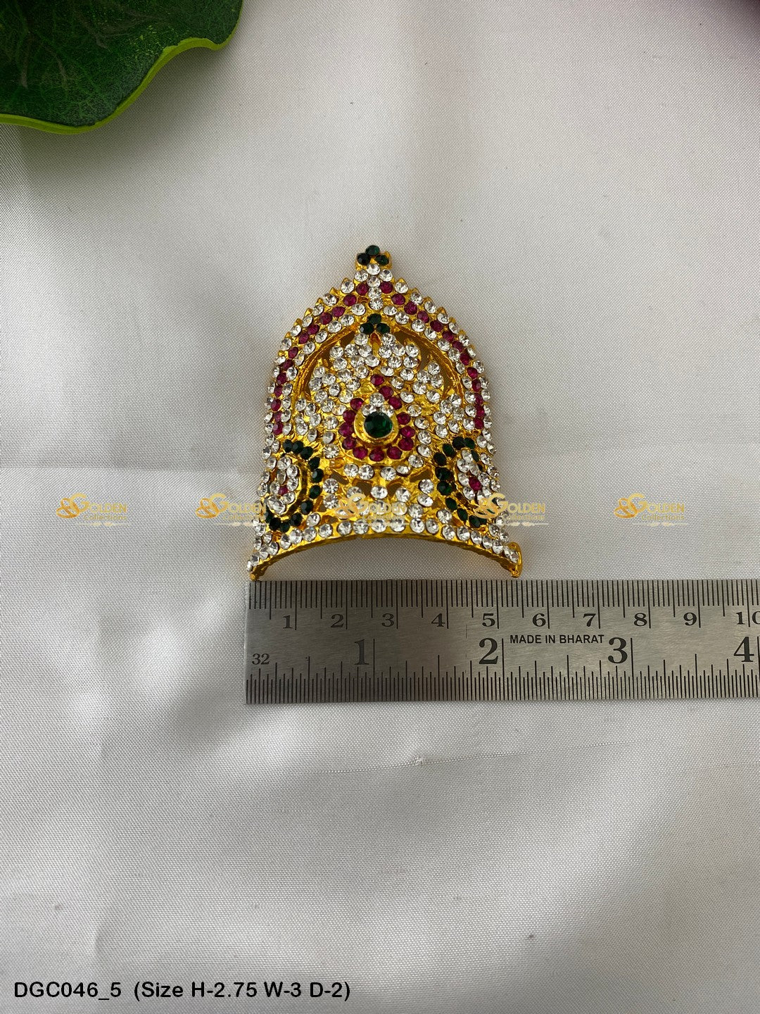 Traditional Indian Crown Mukut For Deity Goldencollections Size: 2.75 X 3.25 X 2, Color: Multi, Style: Half Round Image 5