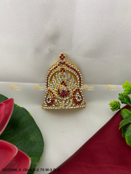 Traditional Indian Crown Mukut For Deity Goldencollections Size: 2.75 X 3.25 X 2, Color: Pink, Style: Half Round Image 6