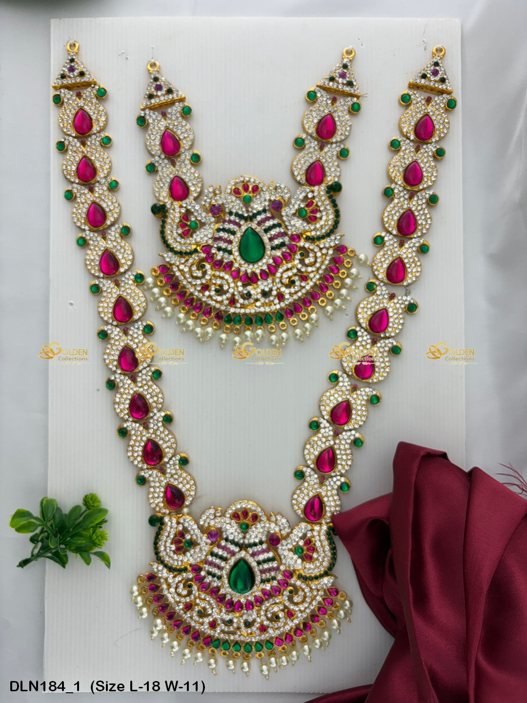 Varalakshmi Deity Long Necklace Size: 18 X 11, Color: Multi, Style: 2 Step Image 1