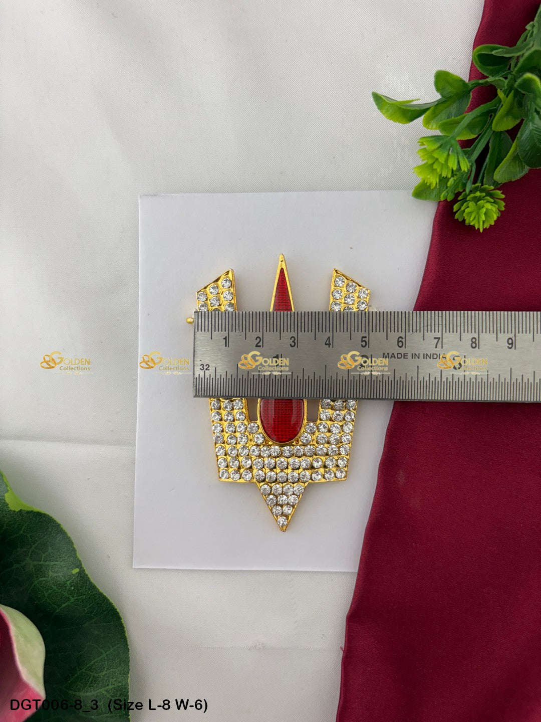 Vishnu Forehead Symbol Goldencollections Size: 8 x 6, Color: Multi, Style: Balaji Namam Image 3