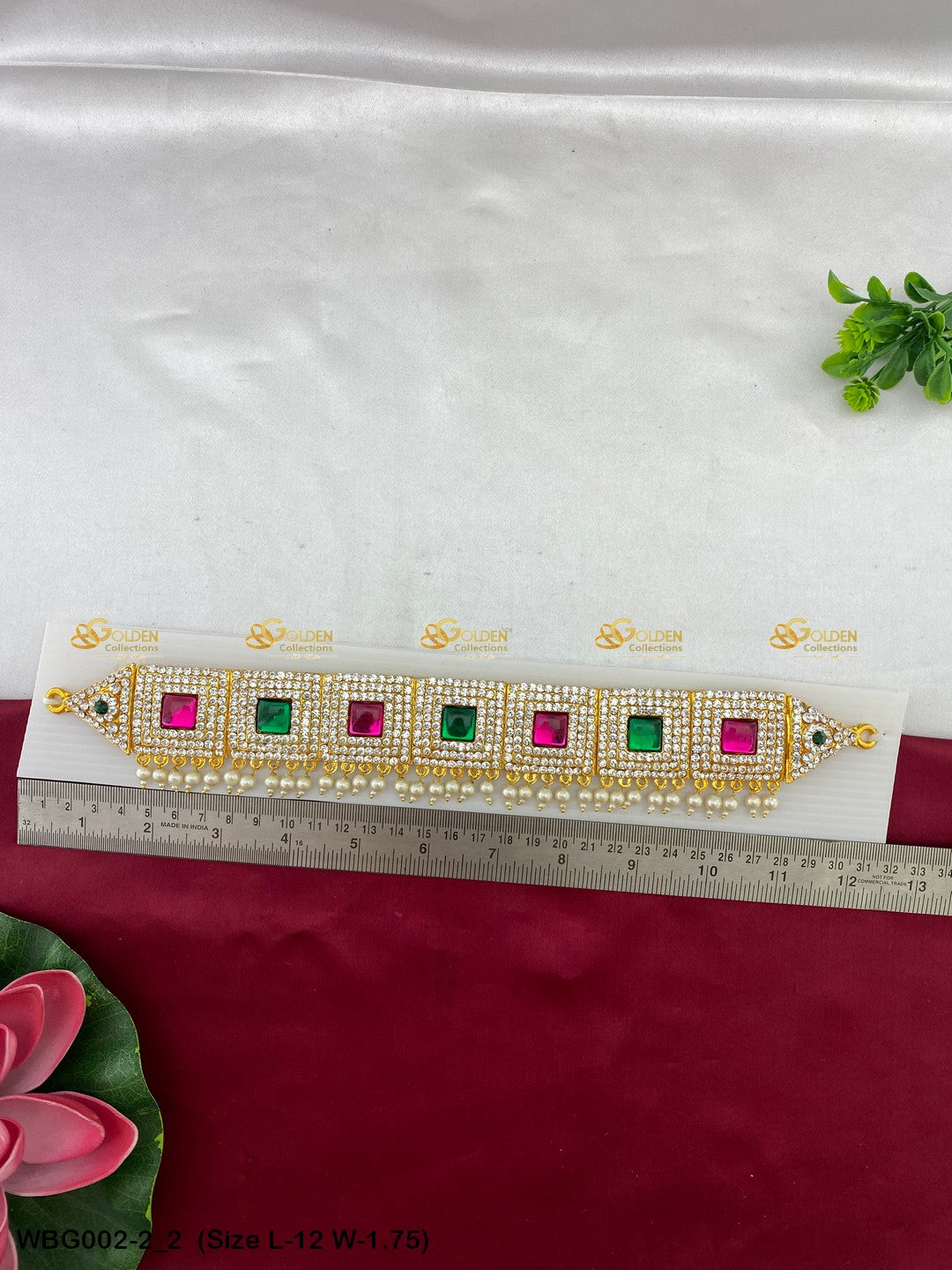 Waist Belt Jewellery For Hindu Gods Goldencollections Size: 12 x 1.75, Color: Multi, Style: Stone Waist Belt Image 2