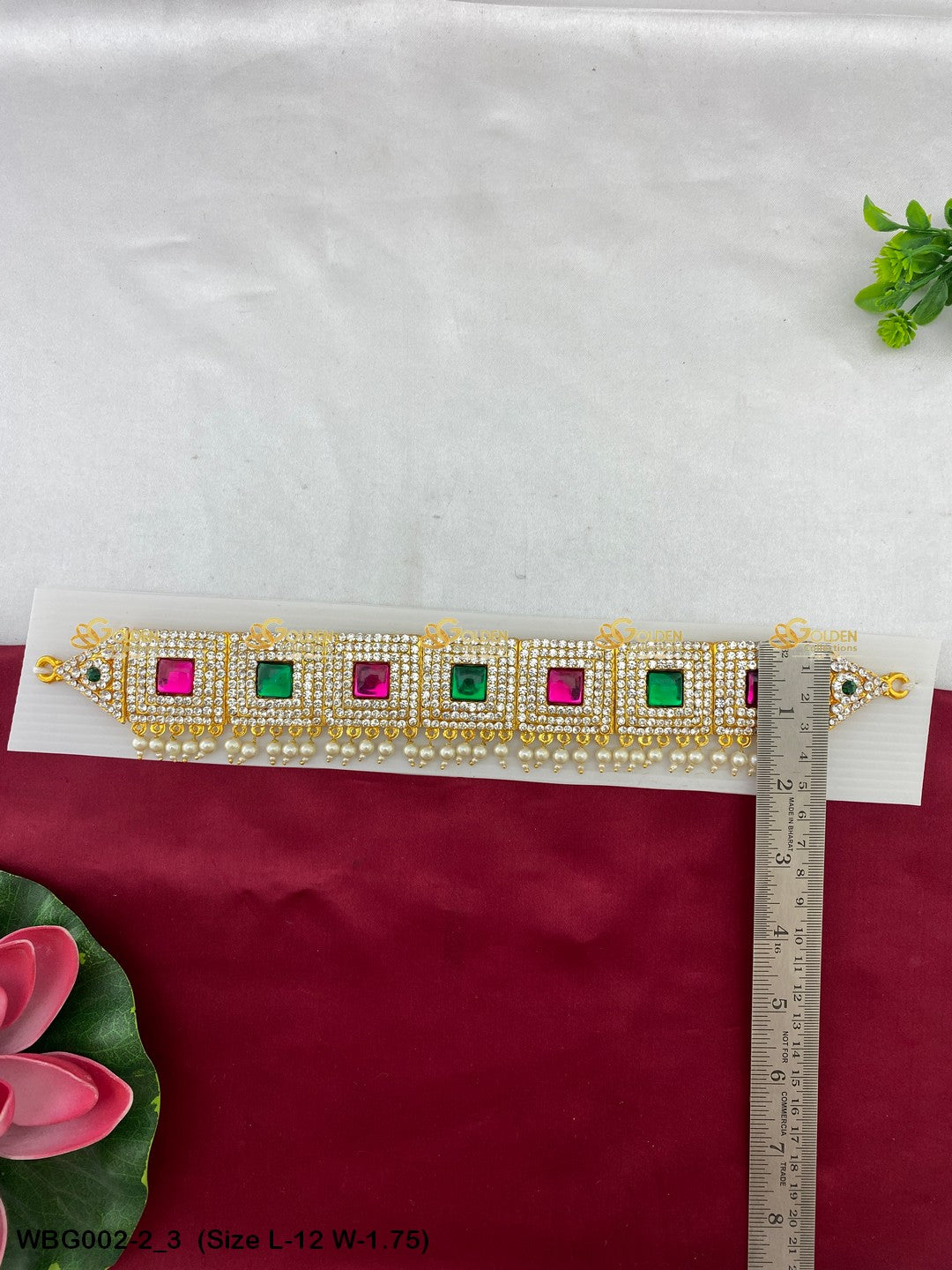 Waist Belt Jewellery For Hindu Gods Goldencollections Size: 12 x 1.75, Color: Multi, Style: Stone Waist Belt Image 3