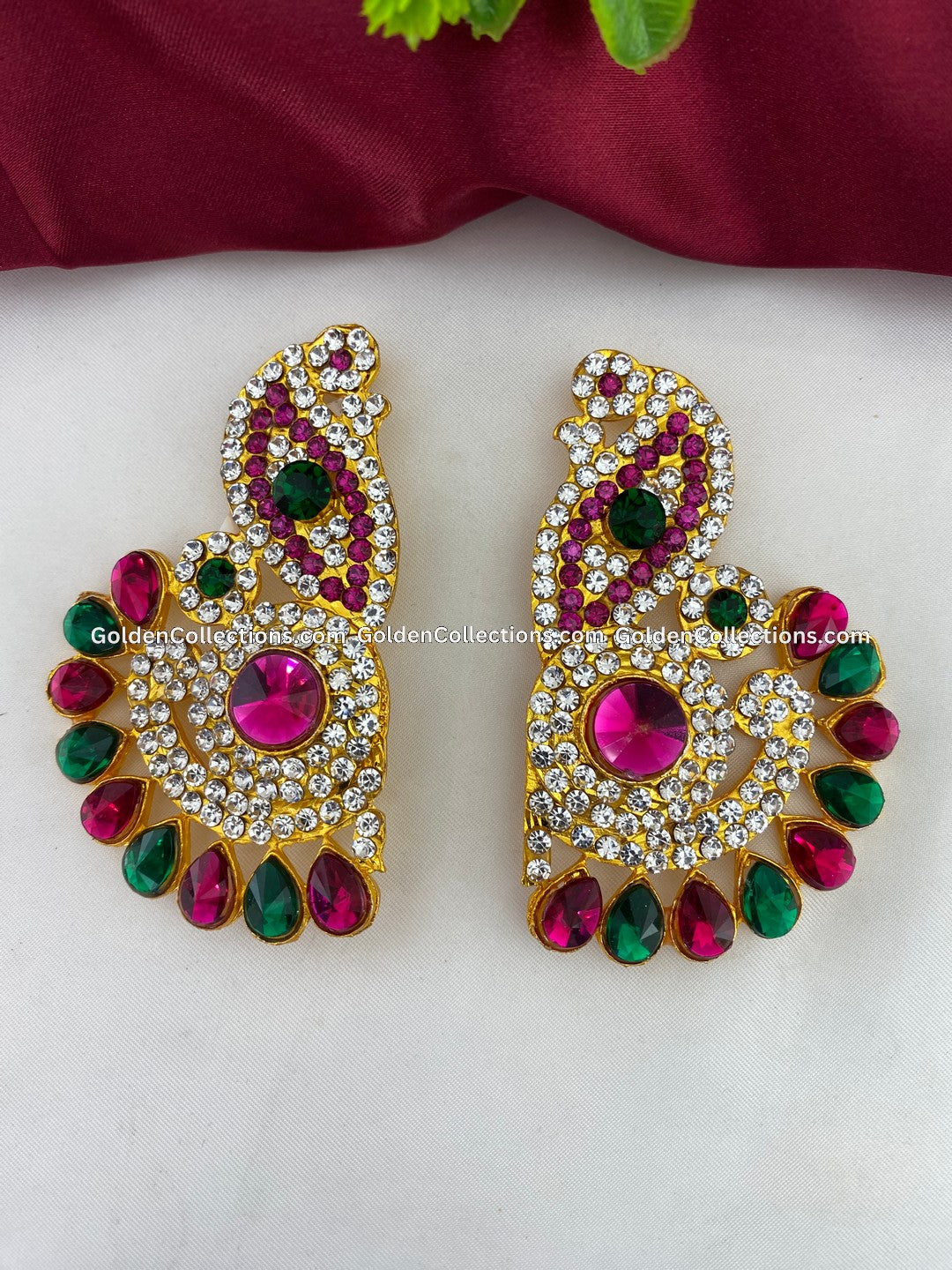 Divine Amman Stone Earrings - Karna Pathakam - GoldenCollections DGE-006