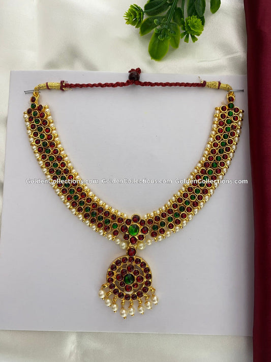 Elegant Bharatanatyam Short Chain - Kempu Stones Necklace BSN-031