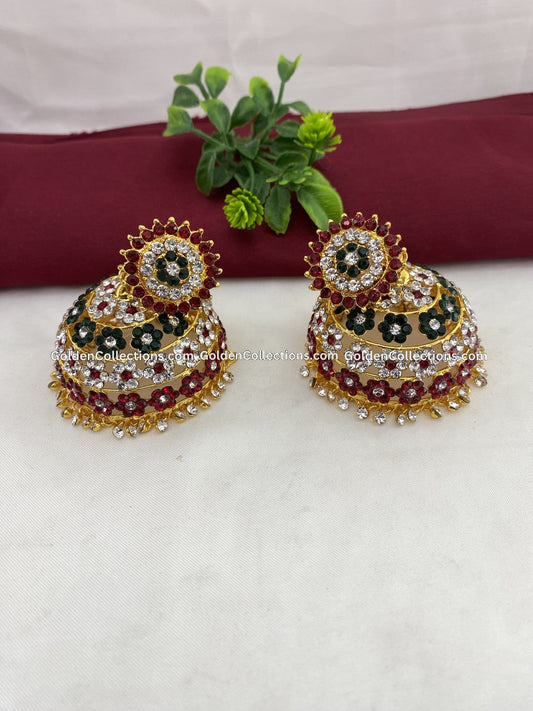 God's Deity Stone Earrings - Karna Pathakam - GoldenCollections DGE-002