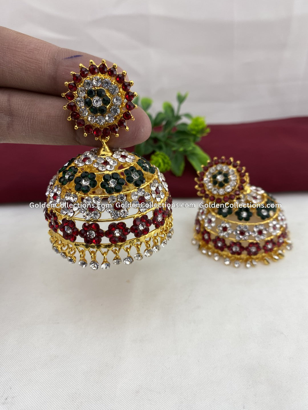 God's Deity Stone Earrings - Karna Pathakam - GoldenCollections DGE-002 2
