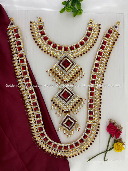 Goddess Lakshmi Long Necklace- Divine Beauty at GoldenCollections