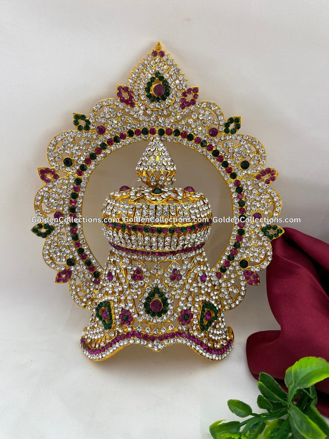 Golden Plated Crown for Hindu Deity - GoldenCollections DGC-064