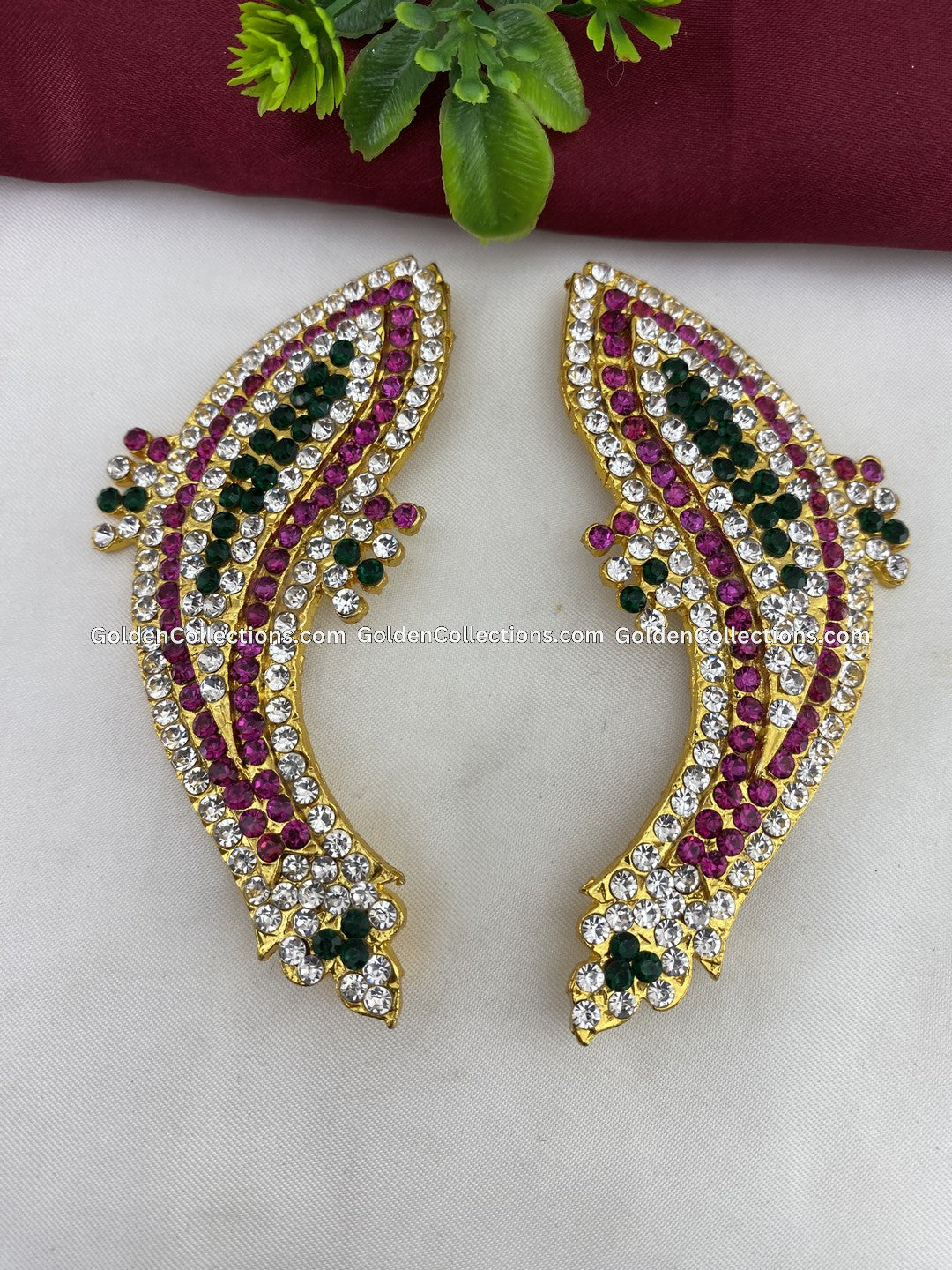 Hindu Goddess Earrings - Ornate Ear Ornaments - GoldenCollections DGE-043