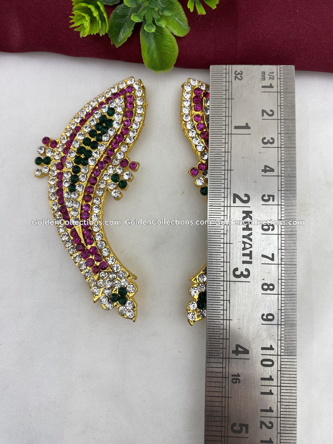 Hindu Goddess Earrings - Ornate Ear Ornaments - GoldenCollections DGE-043 2